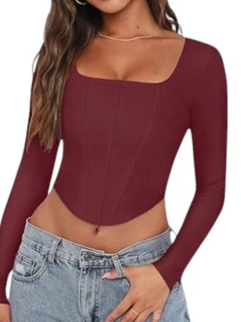 REORIA Womens Trendy Sexy Square Neck Y2K Going Out Boned Bustier Corset Crop To